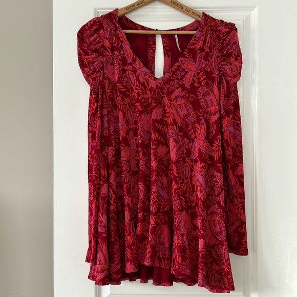 Free People Hello Lover Swing Tee Tunic Top w Puffed Shoulders + MEASUREMENTS! - Picture 4 of 14